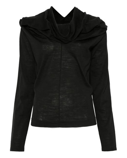 MM6 by Maison Margiela Black Hooded Long-Sleeve Jumper
