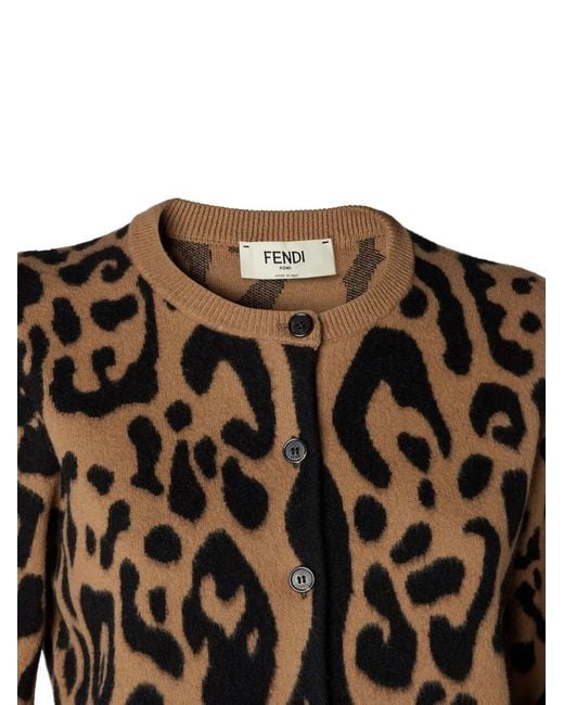 Fendi Black And Leo Wool And Cashmere Cardigan