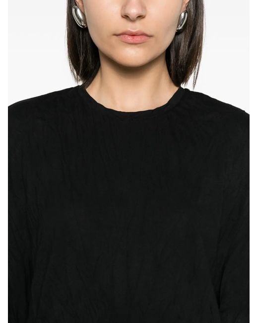 Totême Black Crinkled-Effect T-Shirt Dress