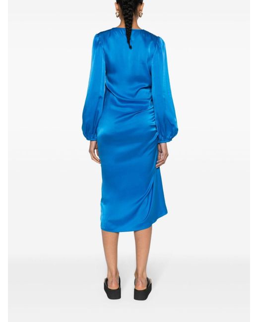 Samsøe & Samsøe Blue Elvira Silk Midi Dress