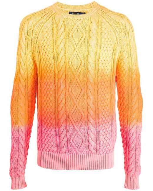 Polo Ralph Lauren Orange Gradient-effect Cable-knit Jumper for men