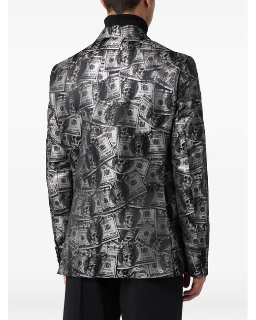 Philipp Plein Black Peak-Lapel Blazer for men