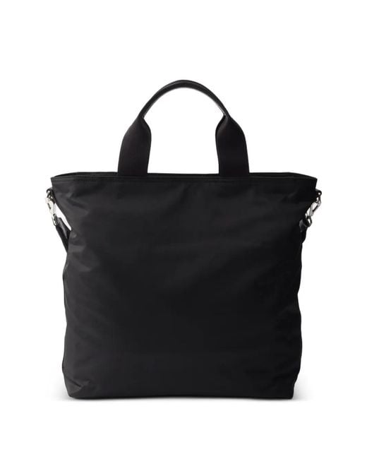 Prada Black Explore Re-Nylon And Leather Tote Bag for men