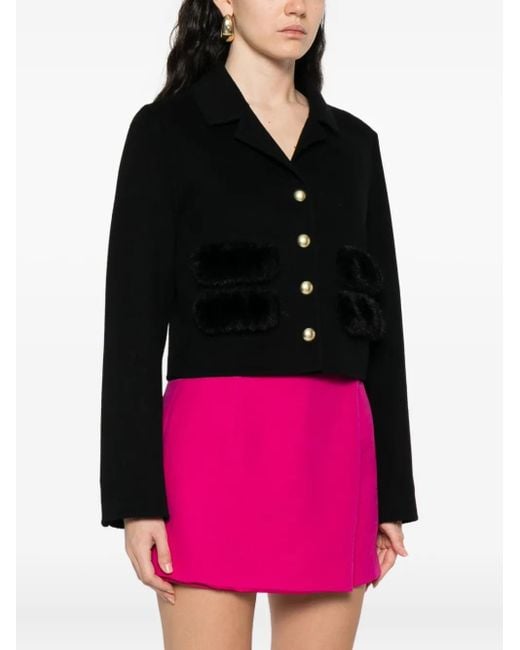 ERMANNO FIRENZE Black Detailed Buttoned Cropped Jacket