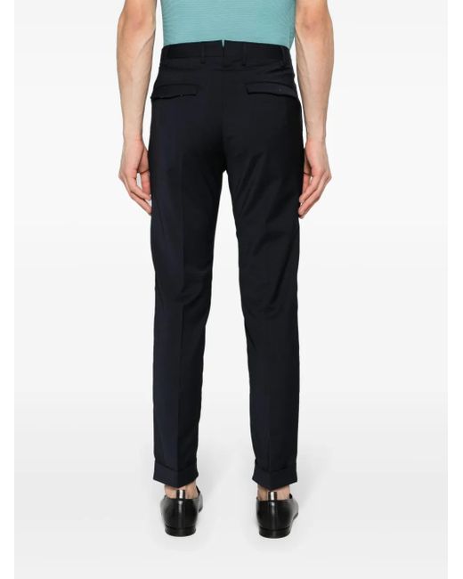 PT Torino Black Travel Mid-Rise Tapered Trousers for men