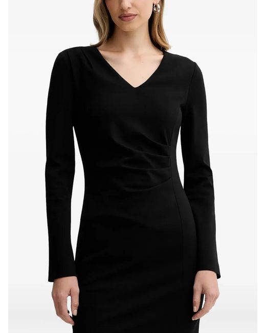 Liviana Conti Black Filippa V-Neck Side-Slit Midi Dress