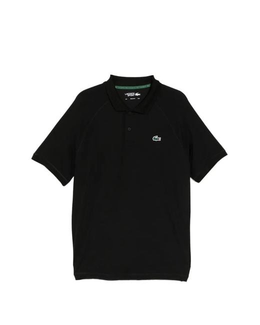 Lacoste Black Logo-Patched Short-Sleeve Polo Shirt for men
