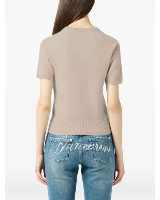 Blumarine Natural Short-Sleeve Top