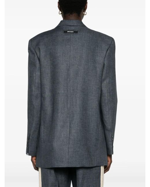 Palm Angels Gray Single-Breasted Linen Blazer