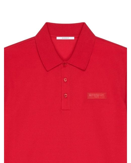 Givenchy Red Logo-Patch Polo Shirt for men