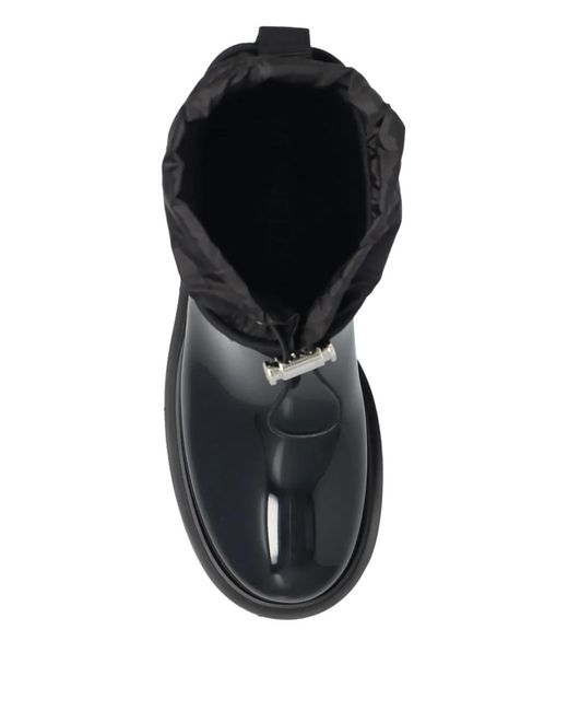 Moncler Black Kickstream Regenstiefel Mit Logo-Patch