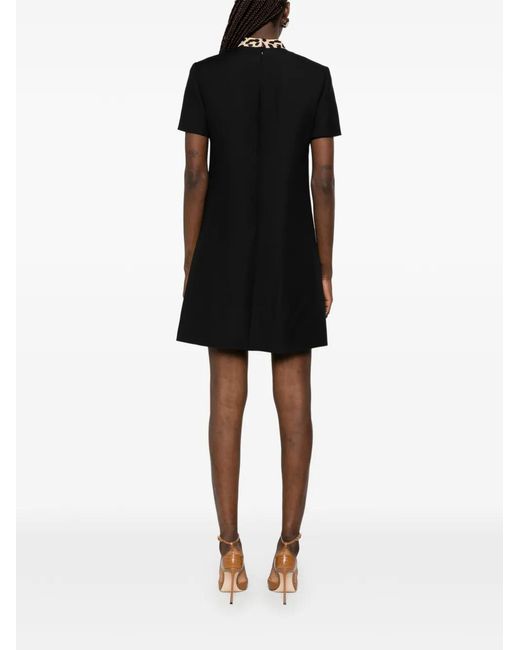 Valentino Garavani Black Leopard-Bow Mini Dress