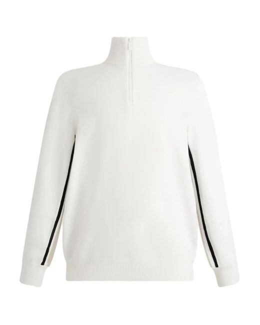 Fusalp White Intarsia-Striped Half-Zip Sweater for men