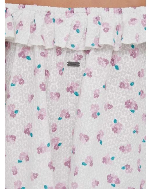 Barbour Off-Shoulder Top Met Bloemenprint in het White