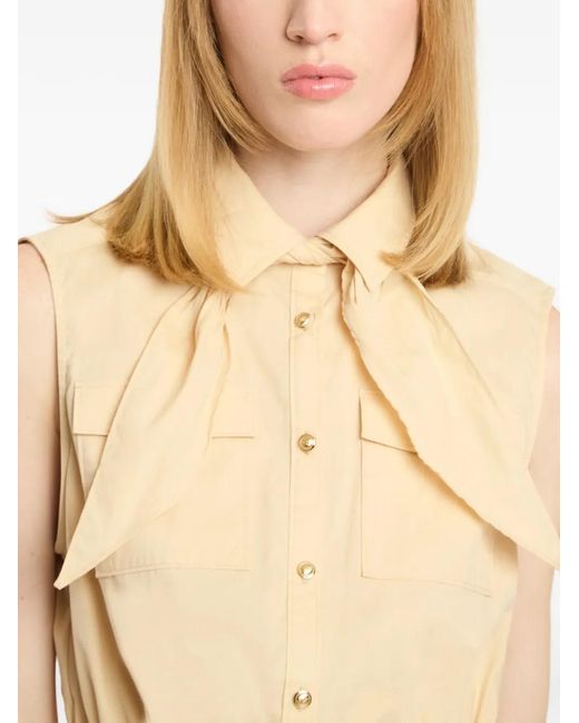 Cinq À Sept Natural Sleeveless Tie-Neck Top