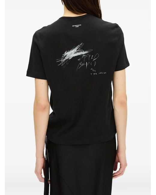 Ann Demeulemeester Black Fanie Slogan-Print Cotton T-Shirt