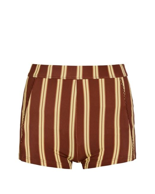 Damson Madder Brown Trudi Stripe-Pattern Shorts