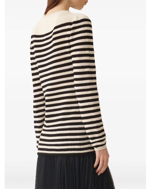 Fabiana Filippi Black Long-Sleeve Striped Sweater