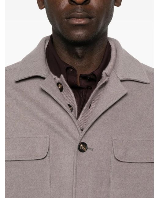 Eleventy Gray Button-Fastening Patch-Pocket Jacket for men
