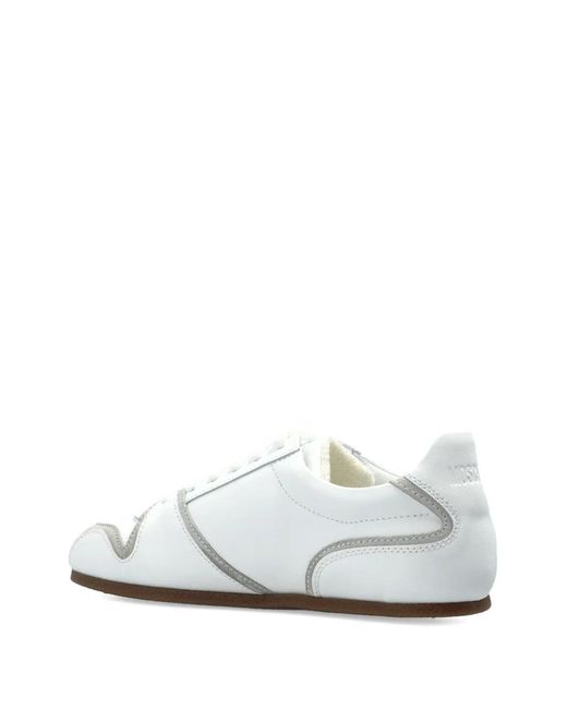 Moschino White Lace-Up Leather Sneakers