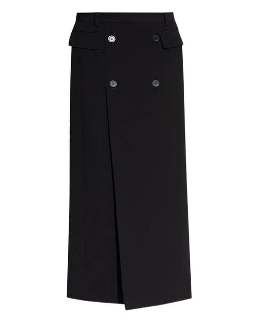Balenciaga Black Double-Breasted Split Skirt