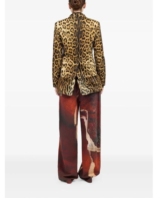 Roberto Cavalli Brown Jaguar Skin Print Single-Breasted Blazer