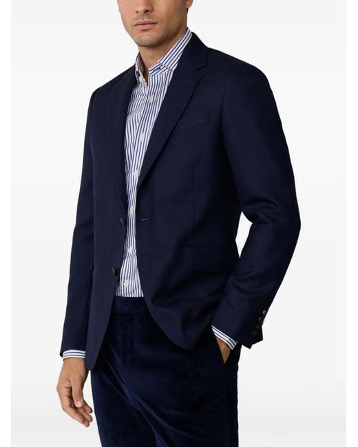 Hackett Blue Hopsack-Weave Notch-Lapel Blazer for men