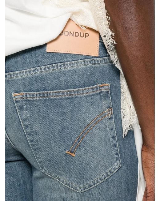 Dondup Blue Coco Logo-Patch Turn-Up Jeans