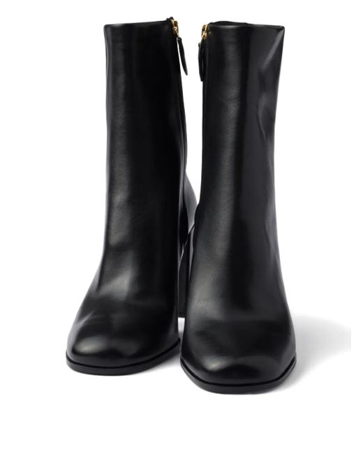Prada Black Leather Booties Ankle Boots 85