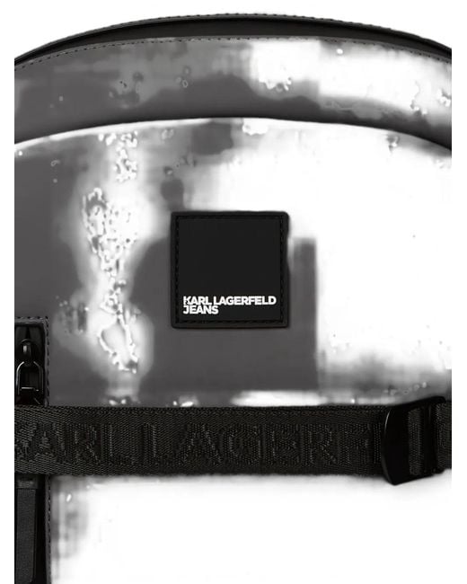 Karl Lagerfeld Black Coated Faux-Leather Backpack for men