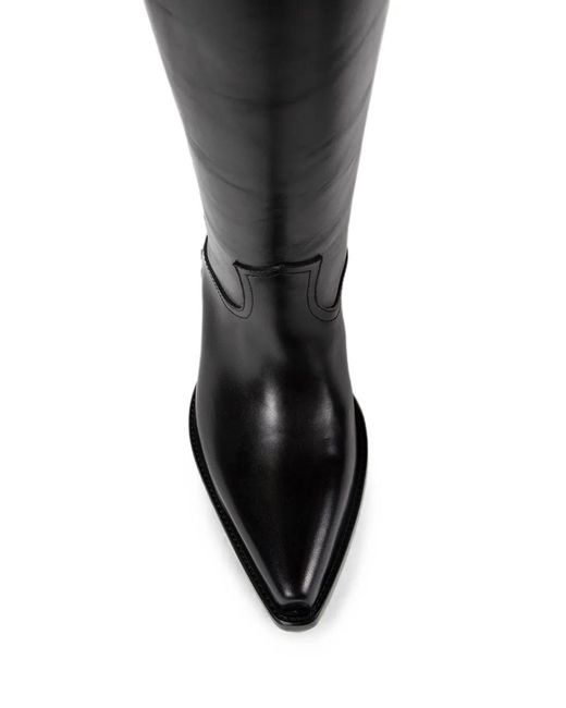Ann Demeulemeester Black Pointed-Toe Leather Boots