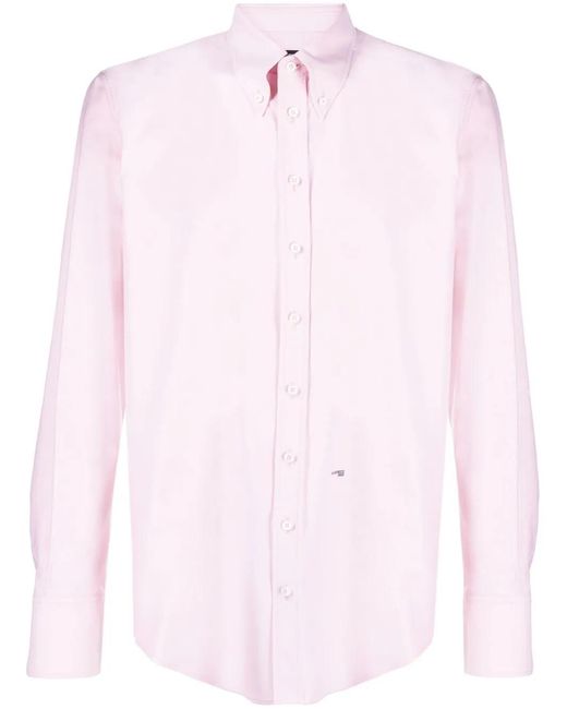 DSquared² Pink Logo-Print Button-Up Shirt for men