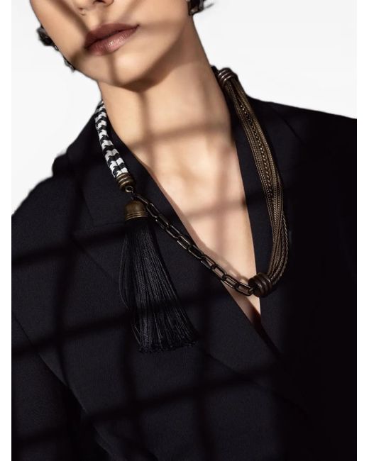 Lanvin Black Vita Short Tassel Necklace