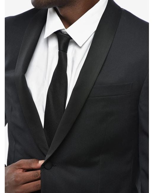 Corneliani Black Academy Satin-Lapel Suit for men