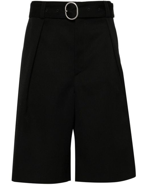 Jil Sander Black Tailored Wool Shorts for men