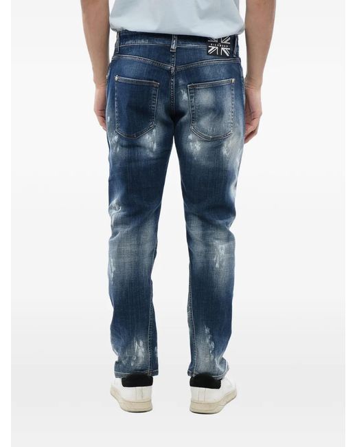 John Richmond Blue Mick Bleached-Effect Jeans for men