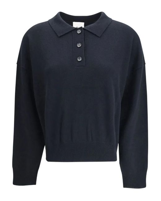 Allude Blue Button-Fastening Polo Top
