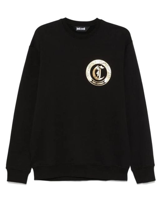Just Cavalli Black Logo-Print Sweatshirt for men