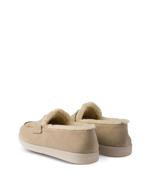 Mocassins En Daim Et Peau Lainée Prada pour homme en coloris Brown