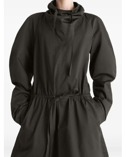 Lemaire Black Vareuse Raglan-Sleeve Drawstring Midi Dress
