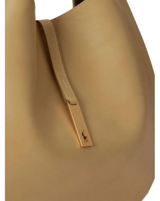 Polo Ralph Lauren Natural Pony-Plaque Leather Shoulder Bag