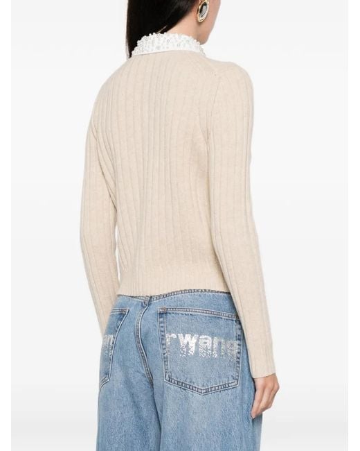 Maje Natural Cardigan With Removable Bead Collar