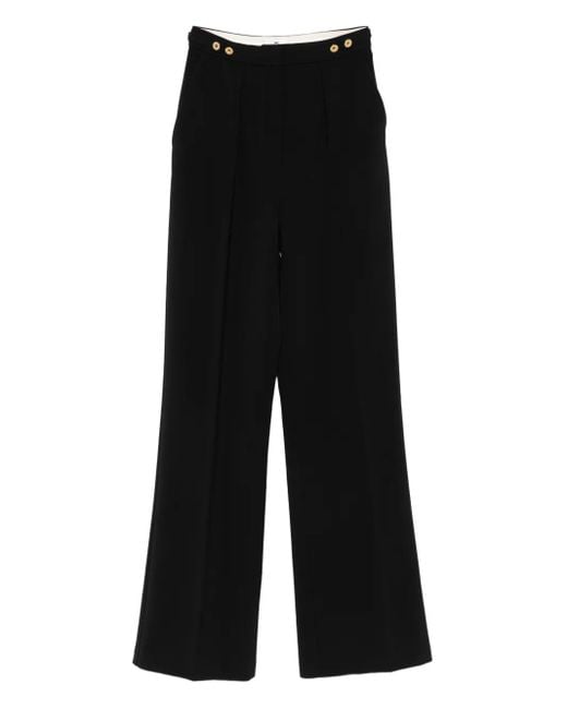 Elisabetta Franchi Black Pleated gold-button pants