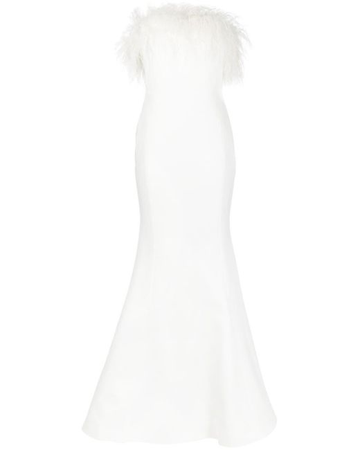 Rebecca Vallance Grace Feather-trim Gown in White | Lyst