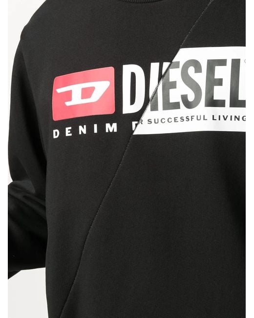 DIESEL Black S-Girk-Cuty Logo-Print Panelled Sweatshirt for men