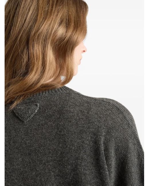Prada Gray Gerippter Cardigan aus Kaschmir