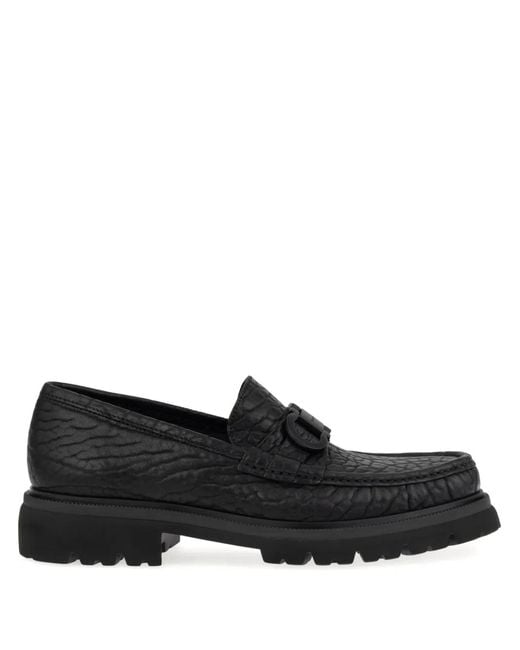 Ferragamo Black Moccasin With Gancini Ornament for men