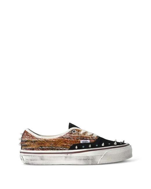 Vans White Lx Authentic 44 Spike-Embellished Frayed-Texture Sneakers