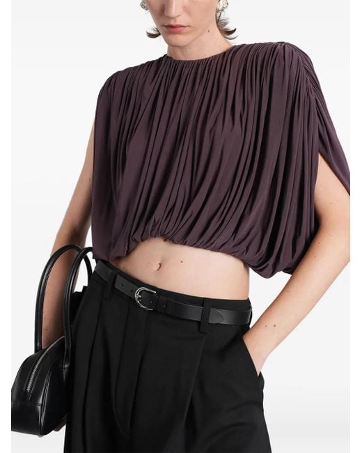 Magda Butrym Black Ruched Slit Top