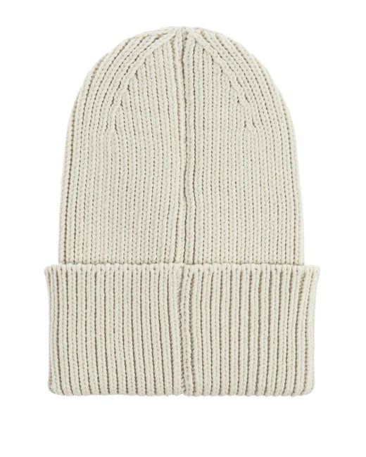 Adidas By Stella McCartney White Logo-Patch Ribbed Beanie